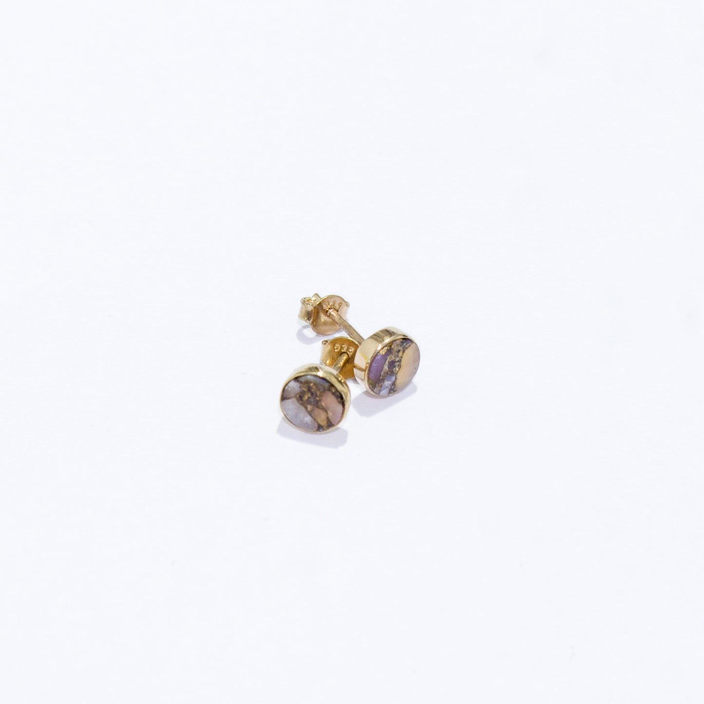 Pink Opal Copper Ear Studs